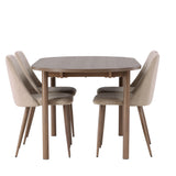 Andy jídelní stůl 180*75 - přírodní / přírodní MDF + noční jídelní židle - tmavý ořech / mocca / hnědá látka _4