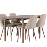 Andy jídelní stůl 180*75 - přírodní / přírodní MDF + noční jídelní židle - tmavý ořech / mocca / hnědá látka _4