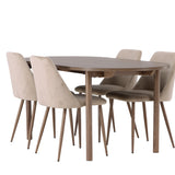 Andy jídelní stůl 180*75 - přírodní / přírodní MDF + noční jídelní židle - tmavý ořech / mocca / hnědá látka _4