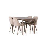 Andy jídelní stůl 180*75 - přírodní / přírodní MDF + noční jídelní židle - tmavý ořech / mocca / hnědá látka _4