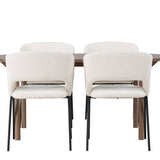 Andy jídelní stůl 180*75 – přírodní / přírodní MDF + denní jídelní židle – matná černá / bílé prádlo _4