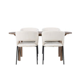 Andy jídelní stůl 180*75 – přírodní / přírodní MDF + denní jídelní židle – matná černá / bílé prádlo _4