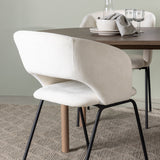 Andy jídelní stůl 180*75 – přírodní / přírodní MDF + denní jídelní židle – matná černá / bílé prádlo _4