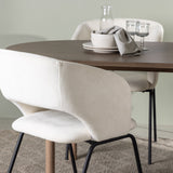 Andy jídelní stůl 180*75 – přírodní / přírodní MDF + denní jídelní židle – matná černá / bílé prádlo _4