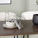 Andy jídelní stůl 180*75 – přírodní / přírodní MDF + denní jídelní židle – matná černá / bílé prádlo _4