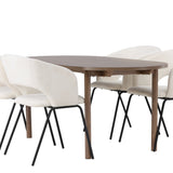 Andy jídelní stůl 180*75 – přírodní / přírodní MDF + denní jídelní židle – matná černá / bílé prádlo _4