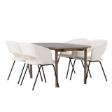 Andy jídelní stůl 180*75 – přírodní / přírodní MDF + denní jídelní židle – matná černá / bílé prádlo _4