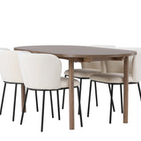 Andy jídelní stůl 180*75 - přírodní / přírodní MDF + jídelní židle Edina - černá / bílá Boucle _4