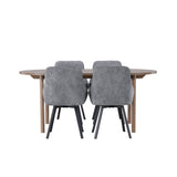 Andy jídelní stůl 180*75 - přírodní / přírodní MDF + Rosie jídelní židle - černá / tmavě šedá látka _4