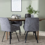 Andy jídelní stůl 180*75 - přírodní / přírodní MDF + Rosie jídelní židle - černá / tmavě šedá látka _4