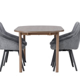 Andy jídelní stůl 180*75 - přírodní / přírodní MDF + Rosie jídelní židle - černá / tmavě šedá látka _4