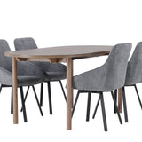 Andy jídelní stůl 180*75 - přírodní / přírodní MDF + Rosie jídelní židle - černá / tmavě šedá látka _4