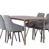 Andy jídelní stůl 180*75 - přírodní / přírodní MDF + Rosie jídelní židle - černá / tmavě šedá látka _4