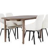 Andy jídelní stůl 180*75 – přírodní / přírodní MDF + Rosie jídelní židle – černá / béžová látka _4