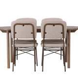 Andy Jídelní stůl 180*75 - Přírodní / Přírodní MDF + Jídelní židle Seda - Matná hnědá / Béžová látka _4