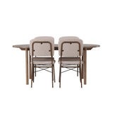 Andy Jídelní stůl 180*75 - Přírodní / Přírodní MDF + Jídelní židle Seda - Matná hnědá / Béžová látka _4