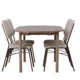 Andy Jídelní stůl 180*75 - Přírodní / Přírodní MDF + Jídelní židle Seda - Matná hnědá / Béžová látka _4