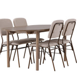 Andy Jídelní stůl 180*75 - Přírodní / Přírodní MDF + Jídelní židle Seda - Matná hnědá / Béžová látka _4