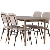 Andy Jídelní stůl 180*75 - Přírodní / Přírodní MDF + Jídelní židle Seda - Matná hnědá / Béžová látka _4