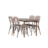 Andy Jídelní stůl 180*75 - Přírodní / Přírodní MDF + Jídelní židle Seda - Matná hnědá / Béžová látka _4