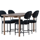 Andy jídelní stůl 180*75 - přírodní / přírodní MDF + jídelní židle Stella - černá / černý samet _4