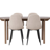 Andy jídelní stůl 180*75 – přírodní / přírodní MDF + jídelní židle Polar – černá / béžová Boucle _4