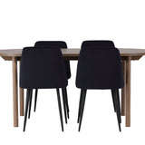 Andy jídelní stůl 180*75 - přírodní / přírodní MDF + noční jídelní židle - černá / černý samet _4