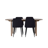 Andy jídelní stůl 180*75 - přírodní / přírodní MDF + noční jídelní židle - černá / černý samet _4