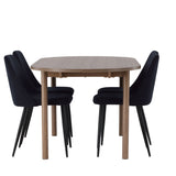 Andy jídelní stůl 180*75 - přírodní / přírodní MDF + noční jídelní židle - černá / černý samet _4