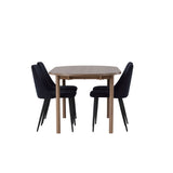 Andy jídelní stůl 180*75 - přírodní / přírodní MDF + noční jídelní židle - černá / černý samet _4