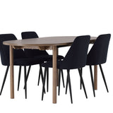 Andy jídelní stůl 180*75 - přírodní / přírodní MDF + noční jídelní židle - černá / černý samet _4