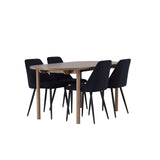 Andy jídelní stůl 180*75 - přírodní / přírodní MDF + noční jídelní židle - černá / černý samet _4