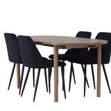 Andy jídelní stůl 180*75 - přírodní / přírodní MDF + noční jídelní židle - černá / černý samet _4
