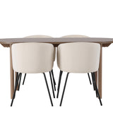 Andy jídelní stůl 180*75 – přírodní / přírodní MDF + židle Berit – černá / béžová sametová _4