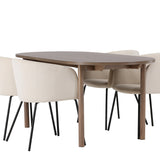 Andy jídelní stůl 180*75 – přírodní / přírodní MDF + židle Berit – černá / béžová sametová _4