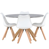 Jídelní stůl Piazza - přírodní / tmavě šedý stříkací kámen + jídelní židle Zeno - přírodní vzhled dřeva / bílá PP _4