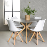 Jídelní stůl Piazza - přírodní / tmavě šedý stříkací kámen + jídelní židle Zeno - přírodní vzhled dřeva / bílá PP _4