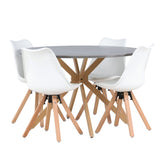 Jídelní stůl Piazza - přírodní / tmavě šedý stříkací kámen + jídelní židle Zeno - přírodní vzhled dřeva / bílá PP _4