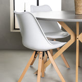 Jídelní stůl Piazza - přírodní / tmavě šedý stříkací kámen + jídelní židle Zeno - přírodní vzhled dřeva / bílá PP _4