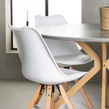 Jídelní stůl Piazza - přírodní / tmavě šedý stříkací kámen + jídelní židle Zeno - přírodní vzhled dřeva / bílá PP _4