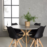 Jídelní stůl Piazza - přírodní / tmavě šedý stříkací kámen + jídelní židle Zeno - přírodní vzhled dřeva / černá PP _4