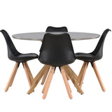 Jídelní stůl Piazza - přírodní / tmavě šedý stříkací kámen + jídelní židle Zeno - přírodní vzhled dřeva / černá PP _4