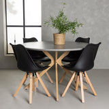 Jídelní stůl Piazza - přírodní / tmavě šedý stříkací kámen + jídelní židle Zeno - přírodní vzhled dřeva / černá PP _4