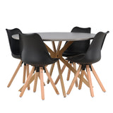 Jídelní stůl Piazza - přírodní / tmavě šedý stříkací kámen + jídelní židle Zeno - přírodní vzhled dřeva / černá PP _4