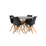 Jídelní stůl Piazza - přírodní / tmavě šedý stříkací kámen + jídelní židle Zeno - přírodní vzhled dřeva / černá PP _4