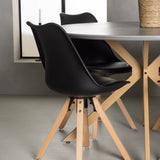 Jídelní stůl Piazza - přírodní / tmavě šedý stříkací kámen + jídelní židle Zeno - přírodní vzhled dřeva / černá PP _4