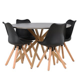 Jídelní stůl Piazza - přírodní / tmavě šedý stříkací kámen + jídelní židle Zeno - přírodní vzhled dřeva / černá PP _4