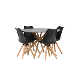 Jídelní stůl Piazza - přírodní / tmavě šedý stříkací kámen + jídelní židle Zeno - přírodní vzhled dřeva / černá PP _4