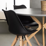 Jídelní stůl Piazza - přírodní / tmavě šedý stříkací kámen + jídelní židle Zeno - přírodní vzhled dřeva / černá PP _4