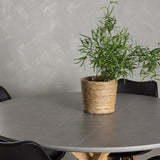 Jídelní stůl Piazza - přírodní / tmavě šedý stříkací kámen + jídelní židle Zeno - přírodní vzhled dřeva / černá PP _4